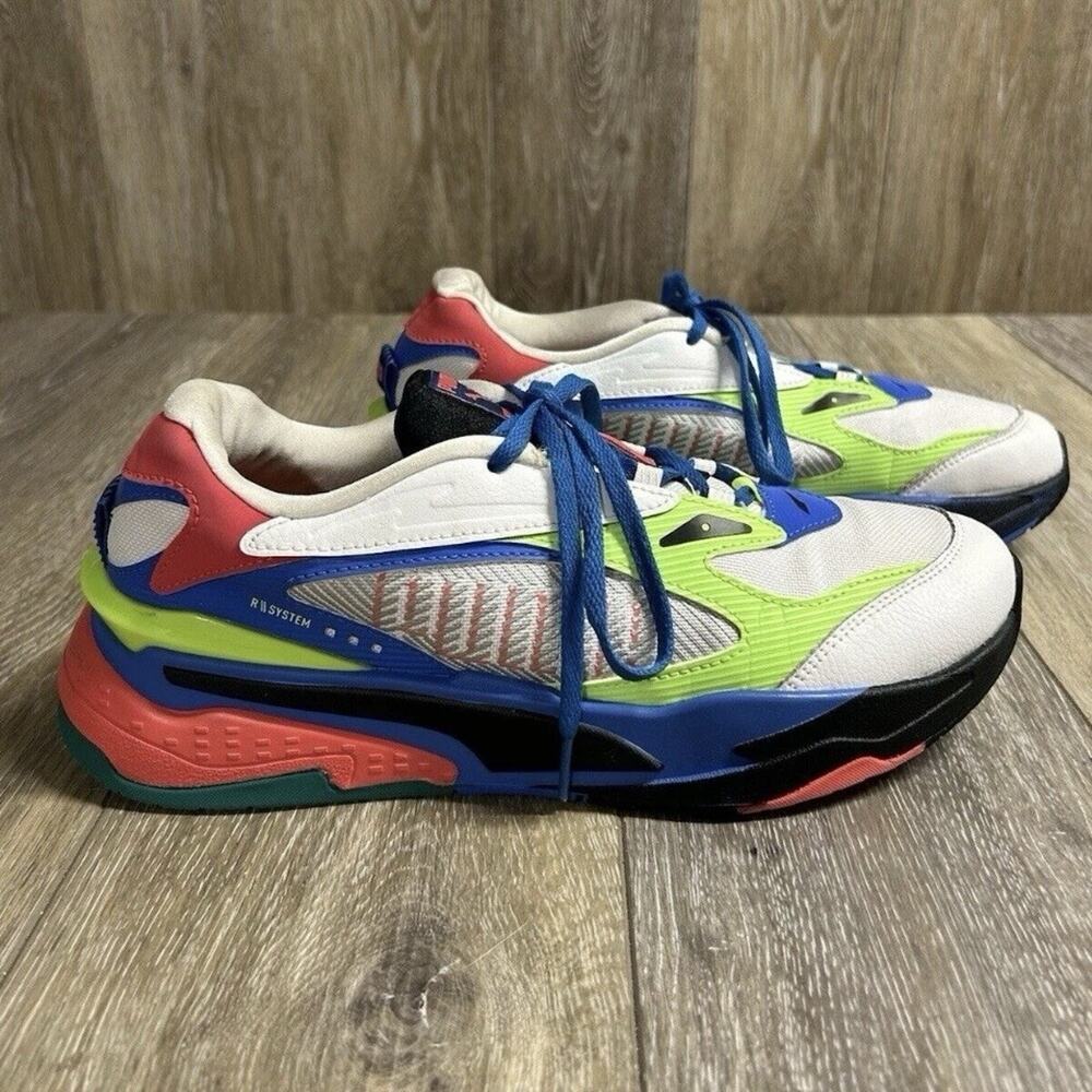 Puma Mens US Size 9 RS-Fast Dazed 382927-01 White Red Blue Sneaker Shoes